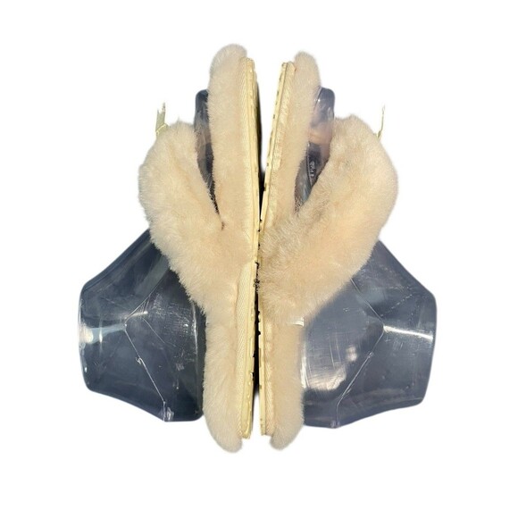 UGG Fluff Flip Flop Women's Size 5 Fuzzy Thong Slippers Slides Ivory Excellent - Picture 4 of 9